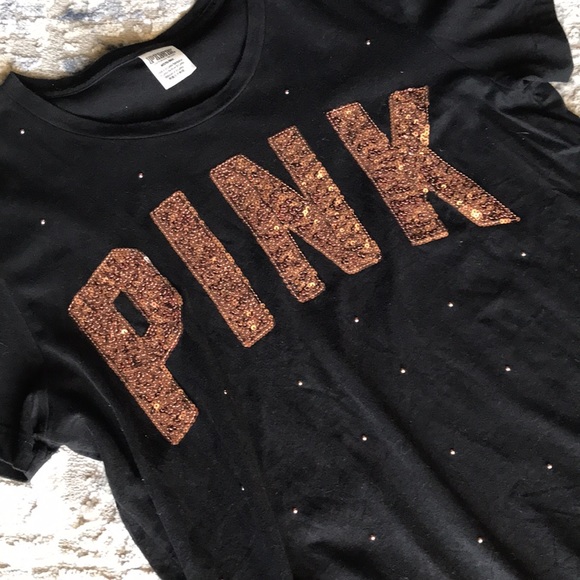 PINK Victoria's Secret Tops - PINK By Victoria’s Secret Sequin Tee Shirt M
